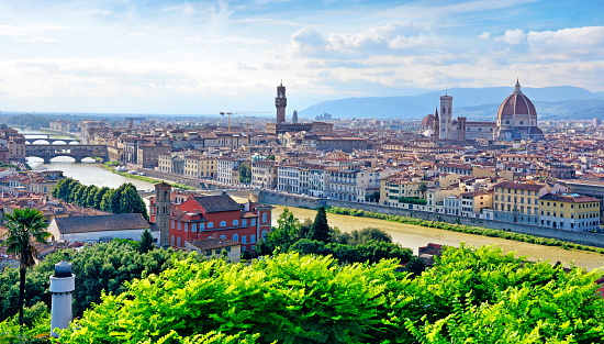 Aerial view of the Florence with river Arno, Tuscany, Italy