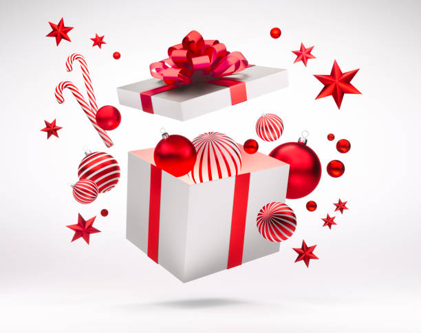 istock Open White Christmas Gift Box Tied With Red Ribbon 1189707952