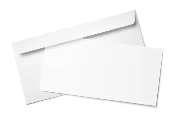 Photo of Paper in envelope on white