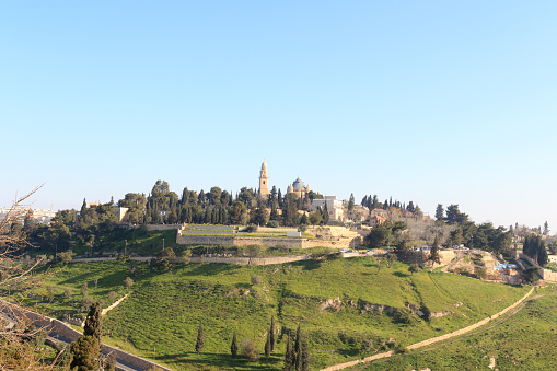 Mount Zion with Abbey of the Dormition in Jerusalem, Israel