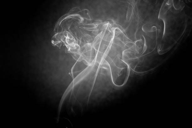 istock Swirling smoke abstract close up on black background 1189717804