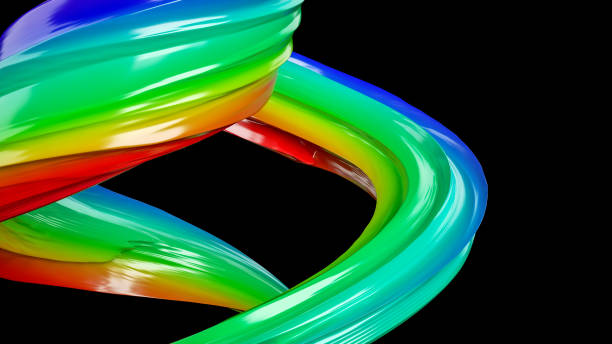 istock 3d abstract liquid twisted shape wavy background, Iridescent digital art 1189721152