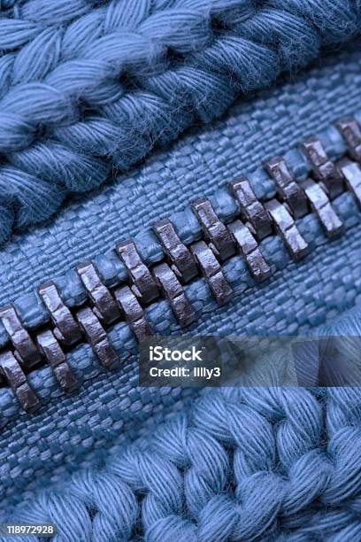 Macro Of Closed Zipper On Sweater Stock Photo - Download Image Now - Abstract, Accessibility, Backgrounds