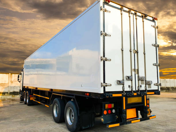 istock The truck trailer parking at sunset sky 1189732901