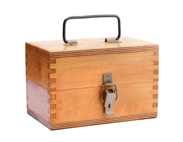 istock Closed wooden box isolated on white 1189733940