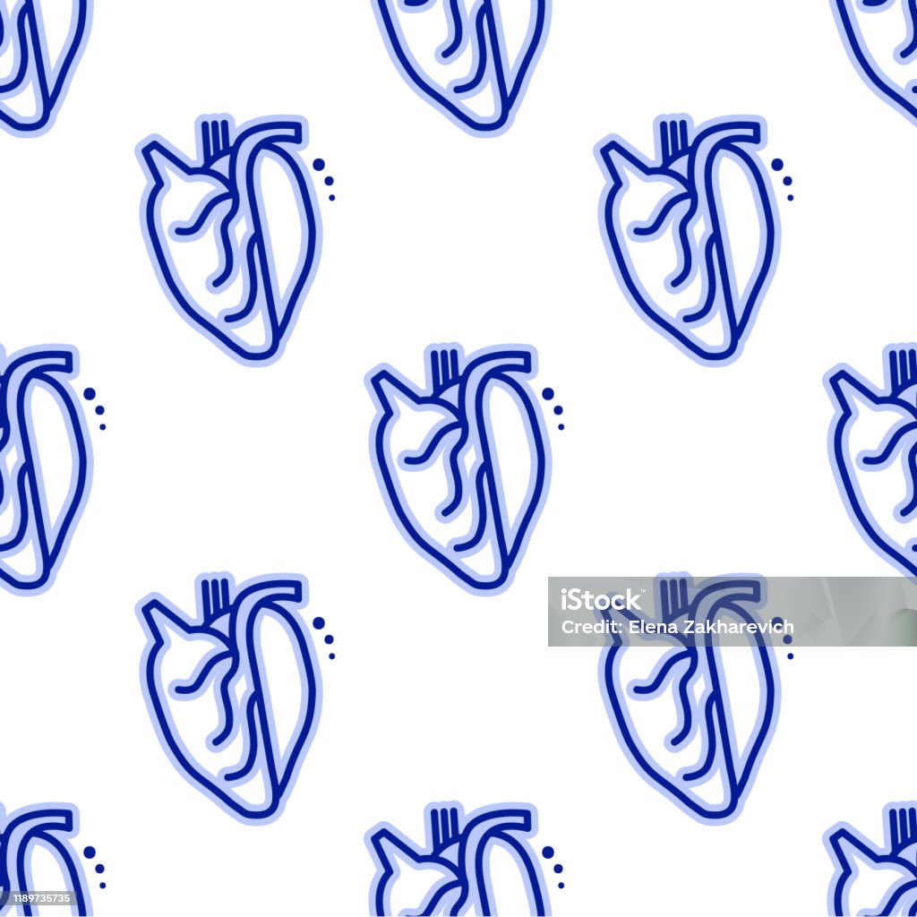 Clean Heart Vector Human Heart Sketchy Image Medical Seamless Vector Pattern On A White ...