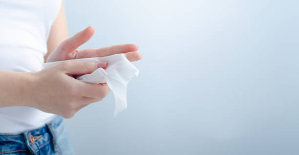 istock Woman holding wet wipe 1189737966