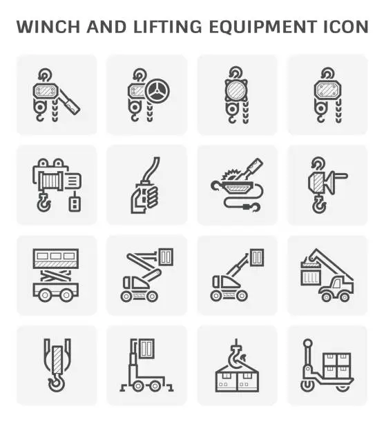 Vector illustration of winch lifting icon