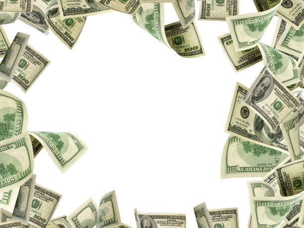 istock Money stack. Hundred dollars of America. Falling money isolated, us bill. 1189744711