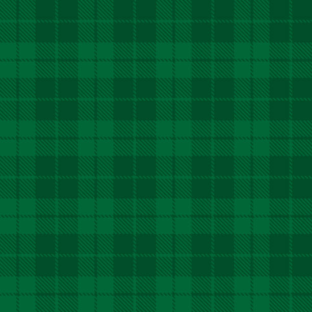 타탄 격자 무음 패턴 녹색 라인 직물 질감 녹색 배경, 스코틀랜드 케이지 - fashion industry textile man made material green stock illustrations