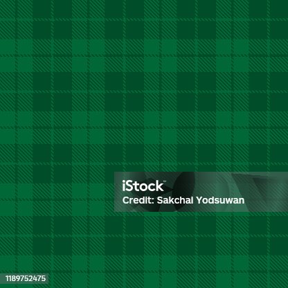 istock Tartan plaid seamless pattern green line fabric texture green background, Scottish cage 1189752475