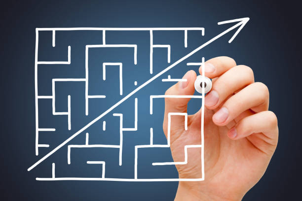 istock Maze Shortcut Concept Dark Blue Background 1189752537