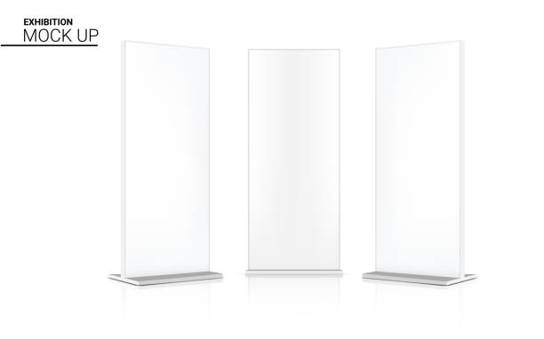 istock Mock up Realistic Roll up Banner Kiosk Display 3D POP Booth for Sale Marketing Promotion  Background Illustration. Event Exhibition Concept Design. 1189752605