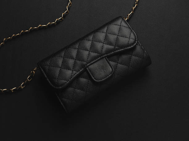 istock Black leather bag with golden chain 1189753833