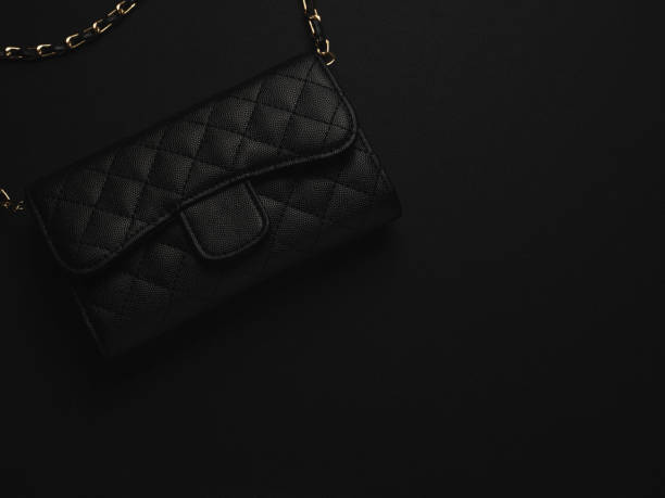 istock Black leather bag with golden chain 1189753849