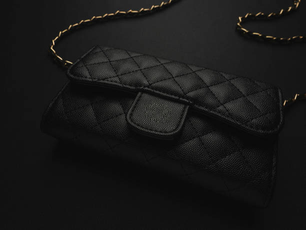 istock Black leather bag with golden chain 1189753864
