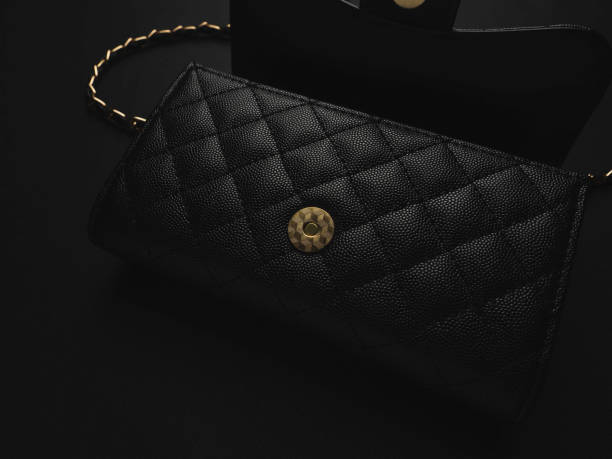 istock Black leather bag with golden chain 1189753946