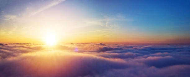 istock Beautiful sunrise cloudy sky from aerial view 1189754021