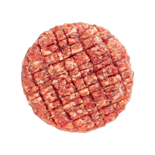 istock One raw burger meat isolated on white 1189756943
