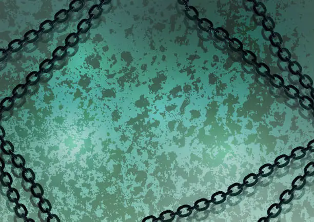 Vector illustration of Abstract steel chain on a background with a texture. Trendy design cover template.