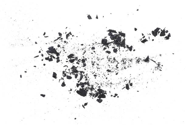 istock Charcoal dust with fragments isolated on white background, top view. 1189760593