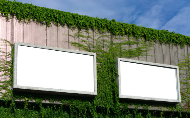 istock White billboard on spring summer green leaves background 1189760694