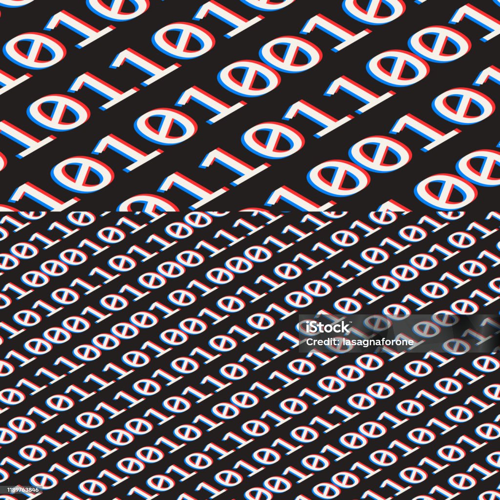 Binary Code Glitch Anaglyph Background Stock Illustration - Download ...