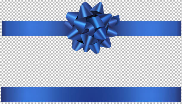 niebieska kokarda i wstążka ilustracja na boże narodzenie i dekoracje urodzinowe - blue bow ribbon gift stock illustrations