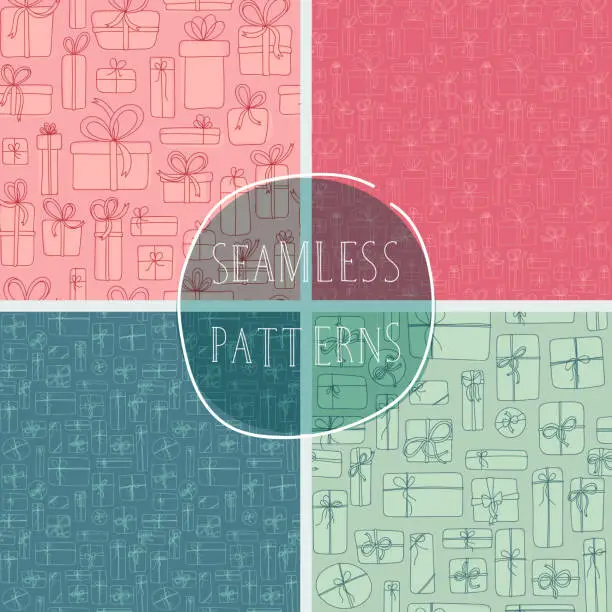Vector illustration of Seamless gift patterns