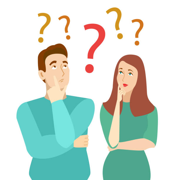 Cartoon Color Characters Persons Thinking Couple Concept Vector Stock  Illustration - Download Image Now - iStock