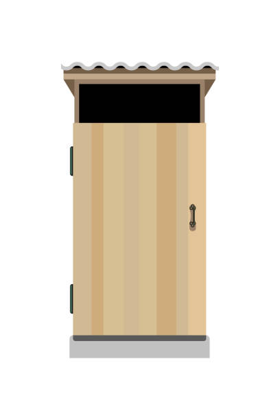 Wooden outhouse Wooden outhouse isolated on white background. Pit latrine toilet. Vector illustration Outhouse stock illustrations