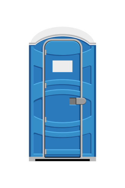 ilustrações, clipart, desenhos animados e ícones de cubículo portátil do toalete - portable toilet