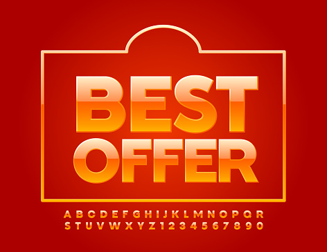 Promocion Letras Ilustración de Banner Promocional Vectorial Mejor Oferta Con Bolsa De ...