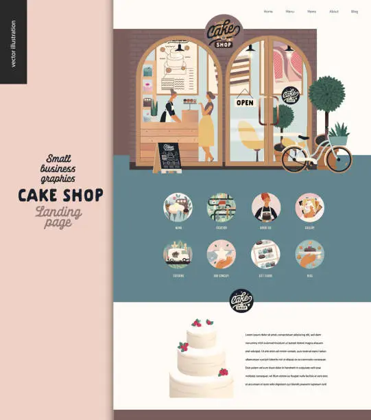 Vector illustration of Cake shop - small business illustrations -landing page design template