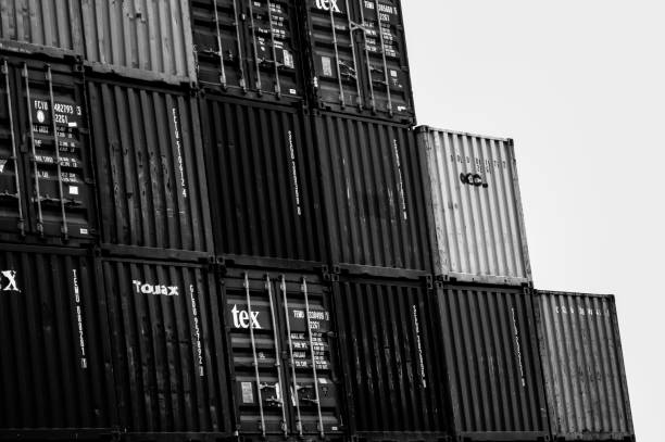 istock Freight shipping containers at the docks 1189776181