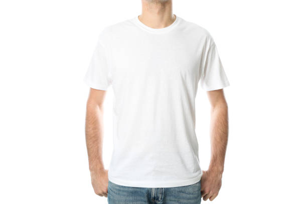 istock Men in blank white t-shirt isolated on white background, space for text 1189776485
