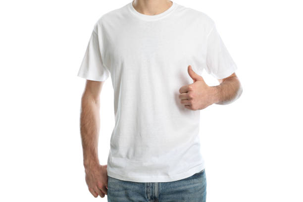 istock Men in blank white t-shirt isolated on white background, space for text 1189778257