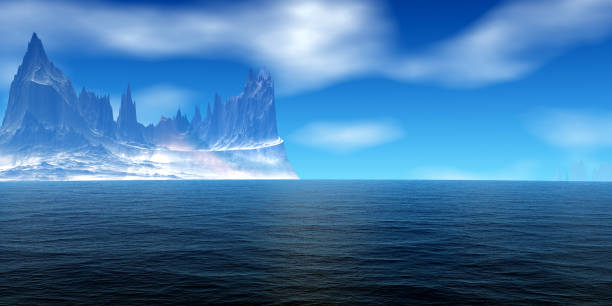 istock Alien Planet. Mountain and lake. 3D rendering 1189778411