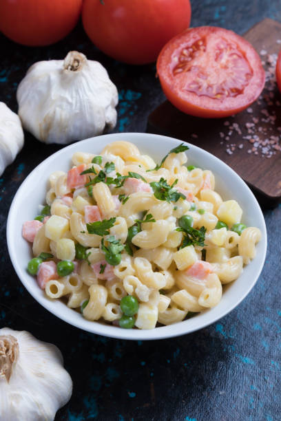 istock Homemade macaroni salad with vegetables 1189783850