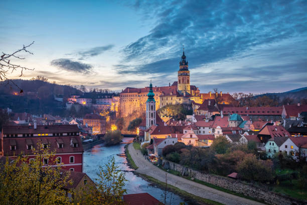 istock Cesky Krumlov, Czechia. Cityscape at dusk 1189785092