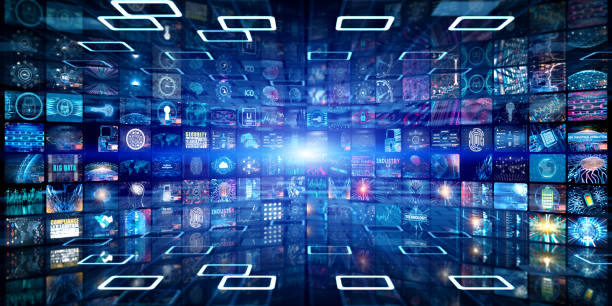 istock Media concept with TV screens 1189787985