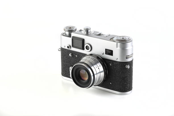 istock Rare old rangefinder film camera on white background. 1189788063