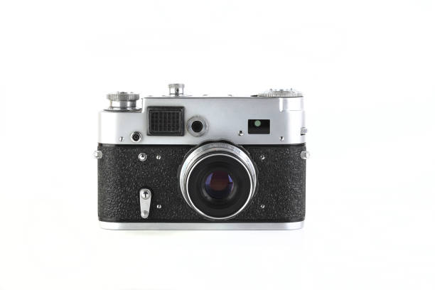 istock Rare old rangefinder film camera on white background. 1189788070