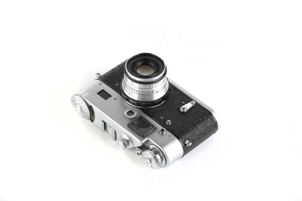 istock Rare old rangefinder film camera on white background. 1189788072