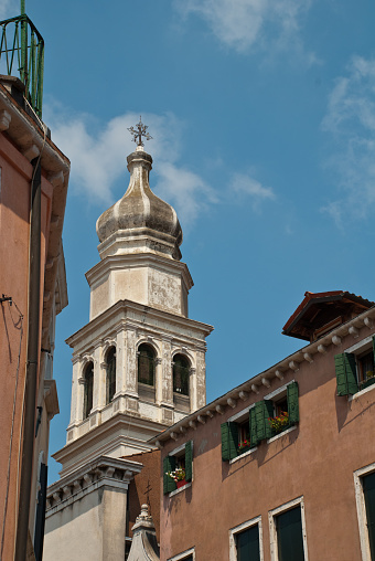 Venice, Italy: Tower of church Sant'Antonin, a church in the sestiere (district) of Castello