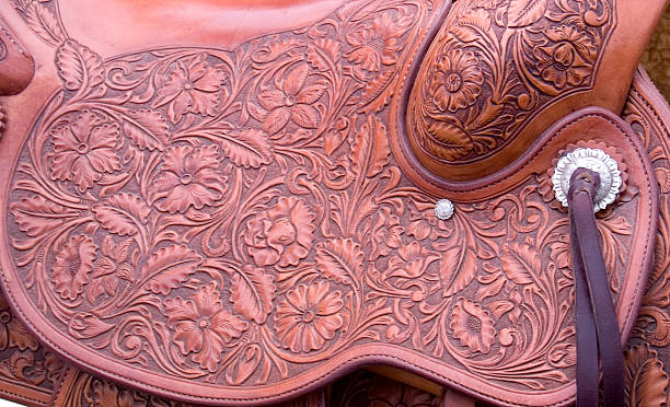 leather hand tooled saddle  saddle stock pictures, royalty-free photos & images