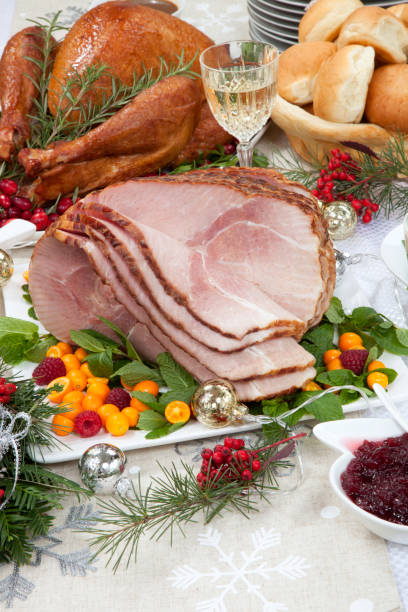 istock Christmas Roasted Ham and Smoked Turkey 1189789871