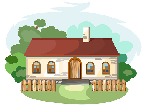 The House Is Fabulous Cartoon Village Cottage House In The Forest Holiday Cottage Cottage A Cozy House Twostorey House With An Attic For The Family Vector Illustration Isolated Object Stock Illustration - The House Is Fabulous Cartoon Village Cottage House In The Forest Holiday Cottage Cottage A Cozy House Twostorey House With An Attic For The Family Vector Illustration Isolated Object Stock Illustration -