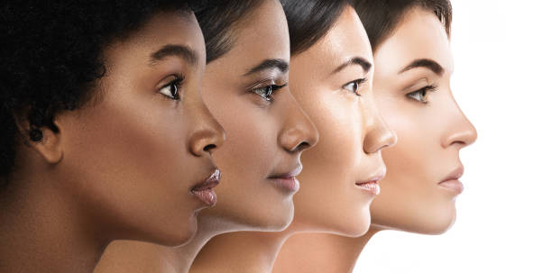 Different ethnicity women - Caucasian, African, Asian and Indian. Multi-ethnic beauty. Different ethnicity women - Caucasian, African, Asian and Indian. black skin stock pictures, royalty-free photos & images