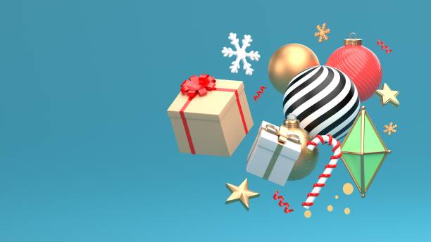 istock 3d render image of christmas new year ornament isolate on copy space blue background. 1189796071